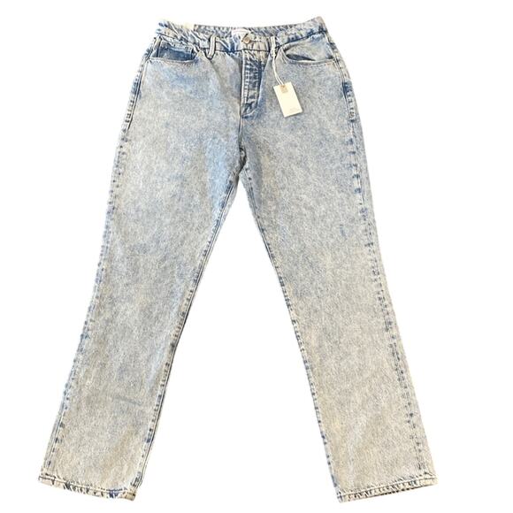 NWT GOOD AMERICAN Good Boy Acid Wash Relaxed Fit Jeans 14/32 - Picture 3 of 11